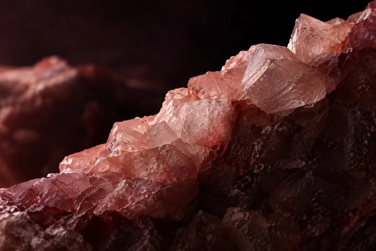 Illustrative study of pink salt crystalline edges