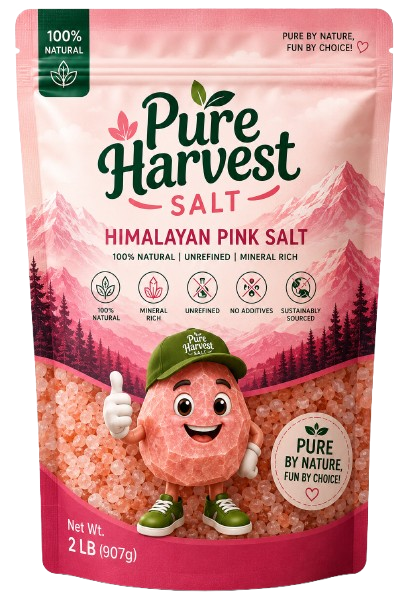 Pure Harvest Himalayan Pink Salt 2 LB Bag Packaging